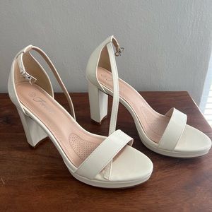 White patent heels